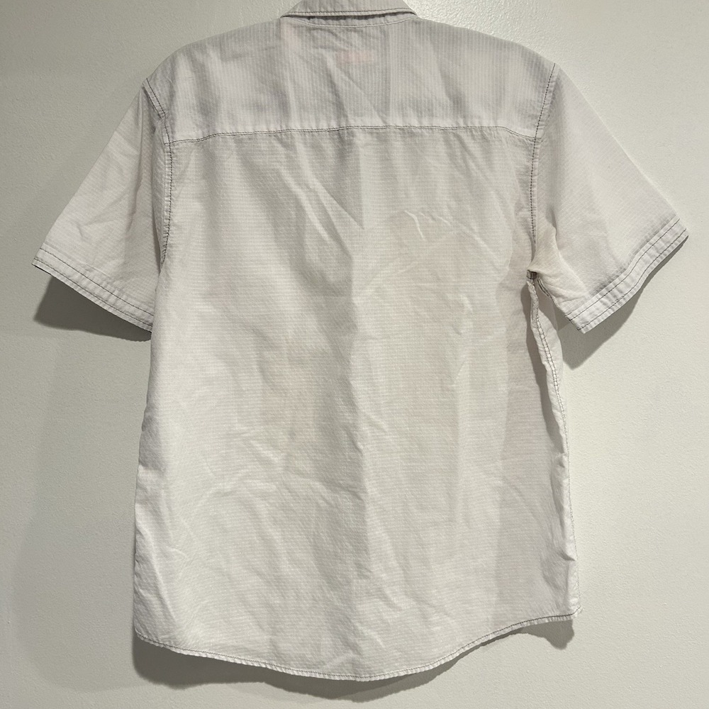 Michael Brandon White Men's Button Down Short Sleeved Shirt Med Semi Sheer - Picture 2 of 7